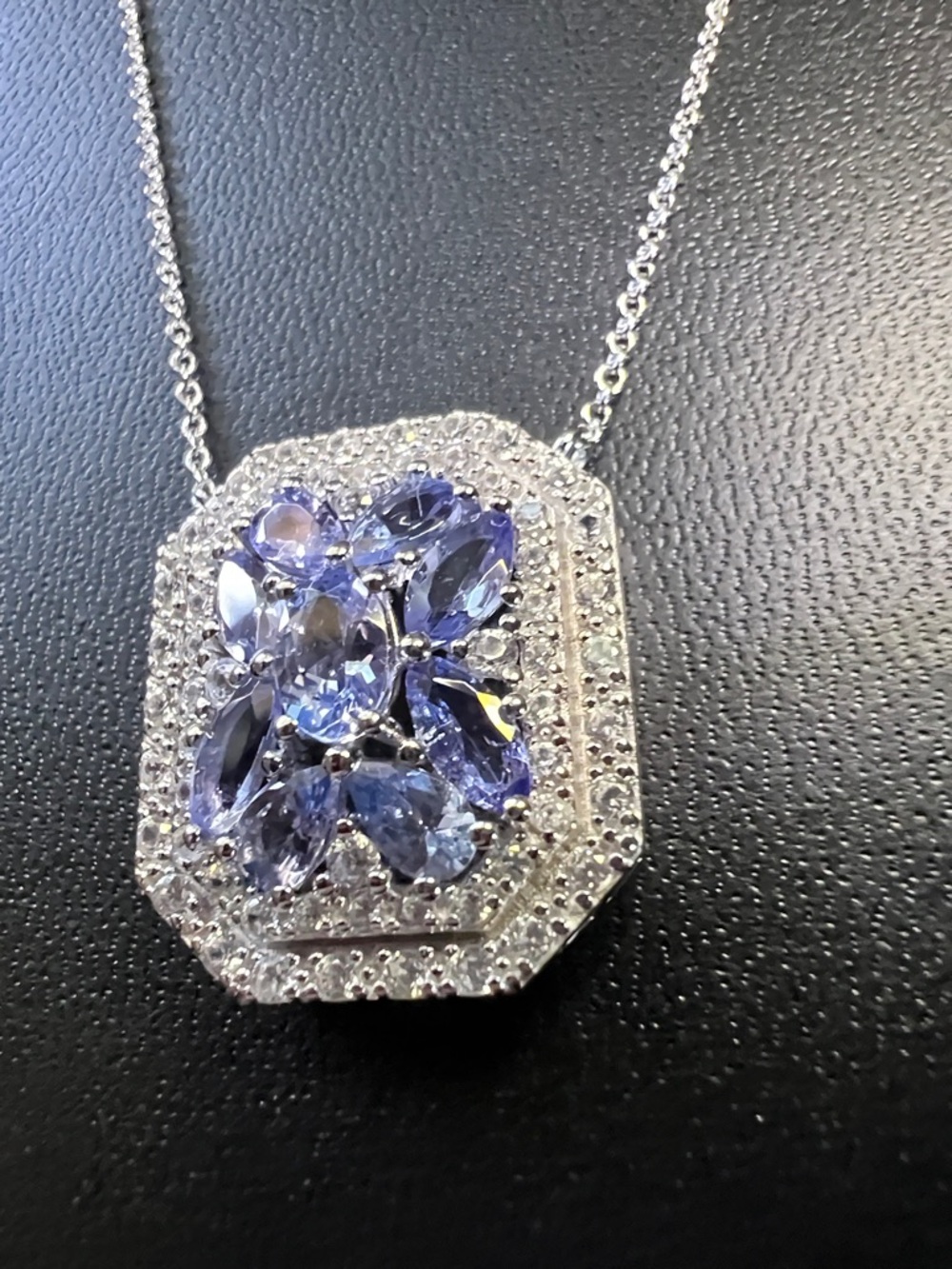 TANZANITE Marquis/Pear/Oval Pendant Necklace Sterling Silver 925 Stamped NWT - Picture 8 of 16